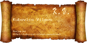 Kubovics Vilmos névjegykártya